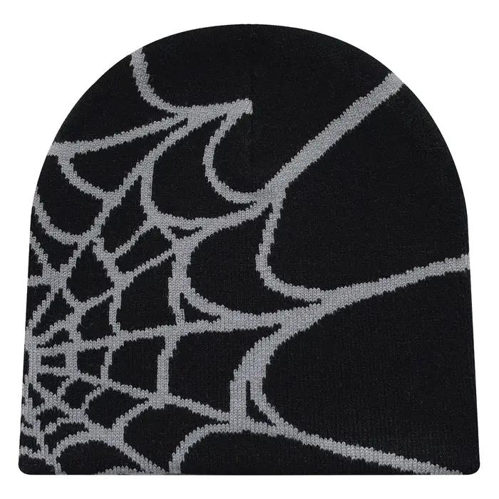 Chapeau en tricot imprimé toile d'araignée unisexe, chapeau de pull chaud d'extérieur, bonnet de per