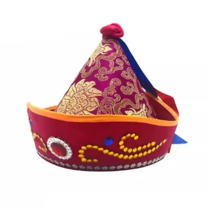Chapeau Traditionnel Chinois Mongol, Coiffe de Princesse, Casquettes Brodées Colorées, Chapeau Exoti