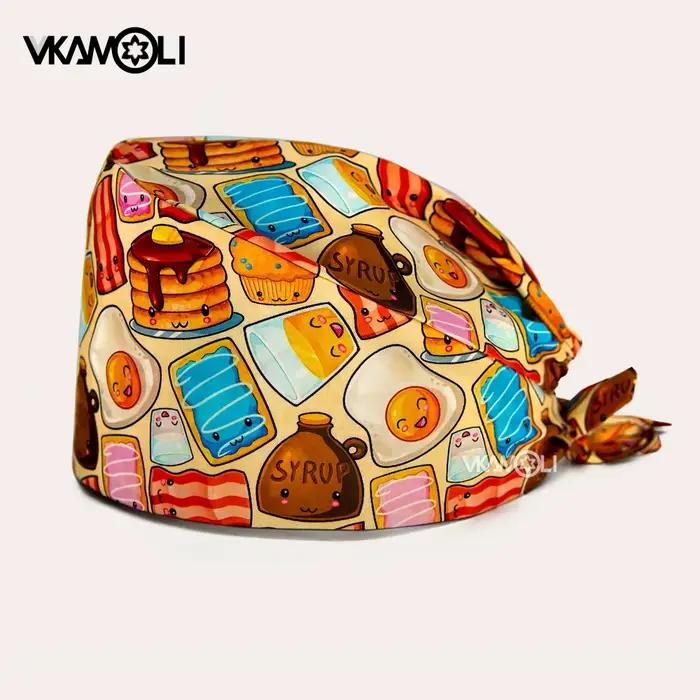 Chapeau chirurgical imprimé série ciel étoilé et motif spatial, casquette médicale pour cheveux long