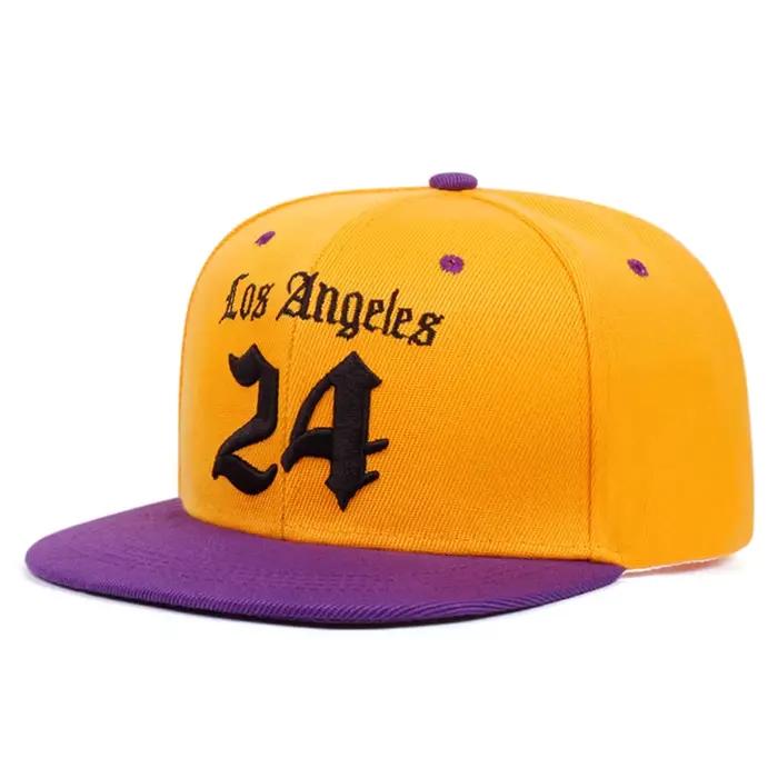 Nouvelle Casquette Hip Hop Tendance 2026 – Casquette Brodé Los Angeles 24 à Bord Plat – Décoration Q