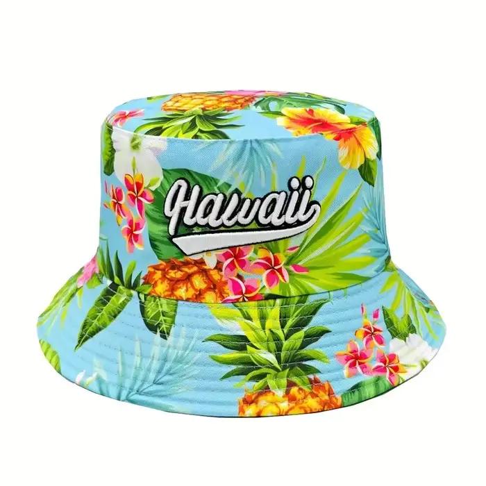 Bocca Hawaii Style seau chapeau lettre broderie pêcheur chapeaux feuille motif Panama casquette casq