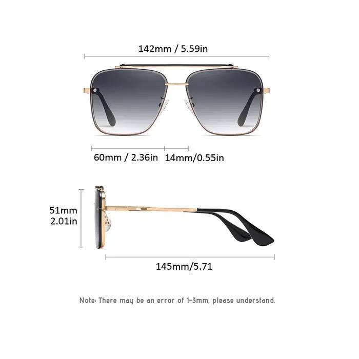 Lunettes de soleil dégradées pour hommes, grandes lunettes de soleil à monture métallique pour femme