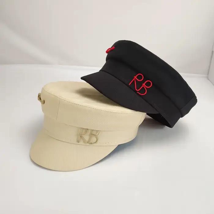 2026 nouvelle marque Designer femmes chapeau casquettes mode coton broche décoration lettre gavroche
