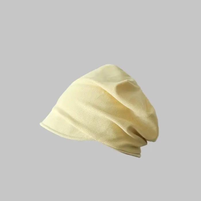 Bonnet Chimio Unisexe en Coton Épais Couleur Unie avec Protection des Oreilles – Style Décontracté e