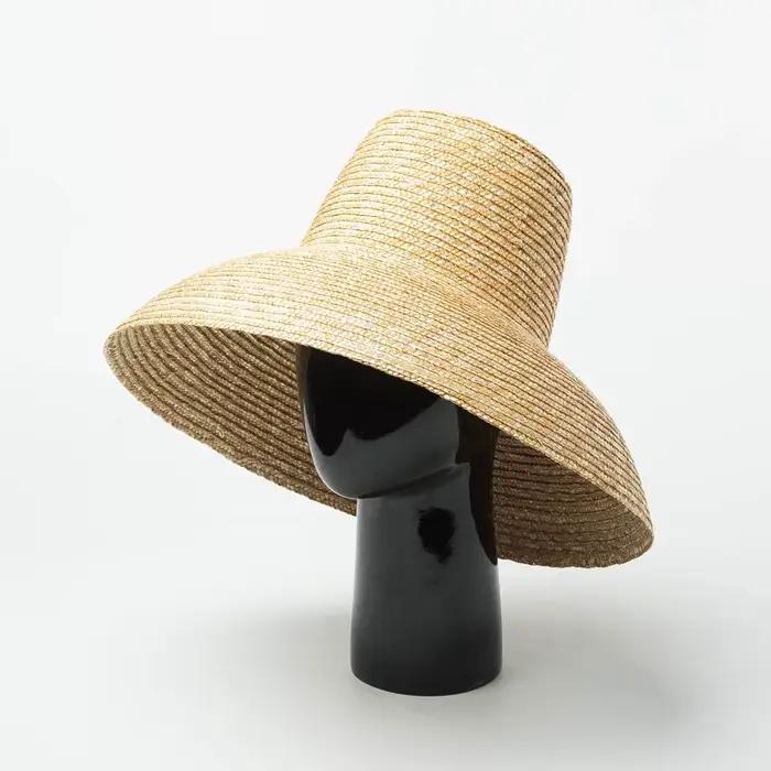 Chapeau de soleil en forme de lampe pour femme, grand bord large, chapeau de plage pour femme, chape