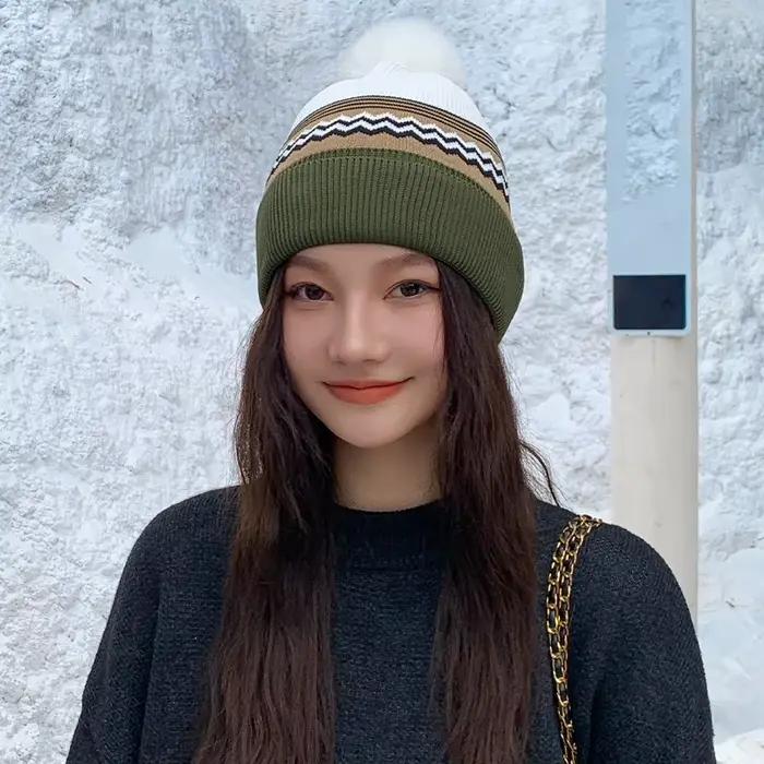 Nouveau Chapeau en laine tricoté pour femmes automne/hiver avec une grande circonférence de la tête