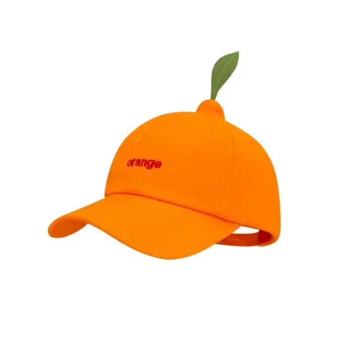 Casquette de baseball polyvalente en coton orange, brodée, avec lettres, protection solaire, style c