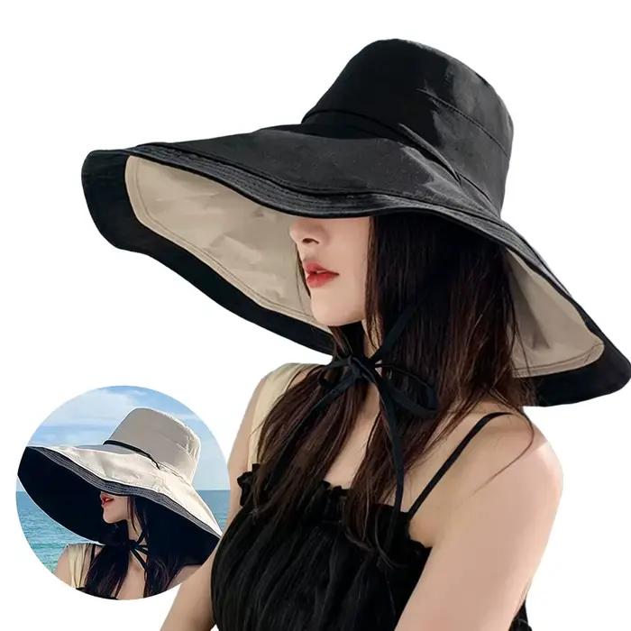 Chapeau de pêcheur pliable tendance, double face, anti-UV, respirant, à large bord, pour l'extérieur
