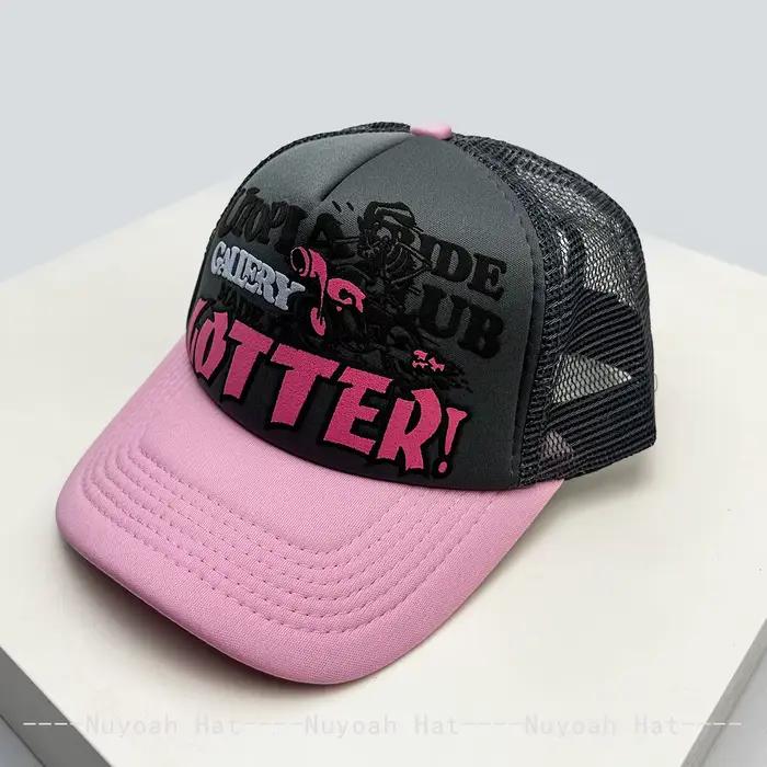 Casquettes de baseball American Street Letters en maille respirante, color block, nouveauté, pour ho