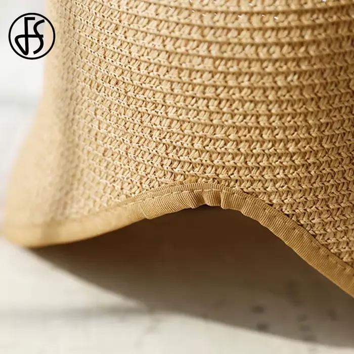 FS mode paille régence Bonnets chapeaux pour femmes fête soleil chapeaux arc casquette de plage gran