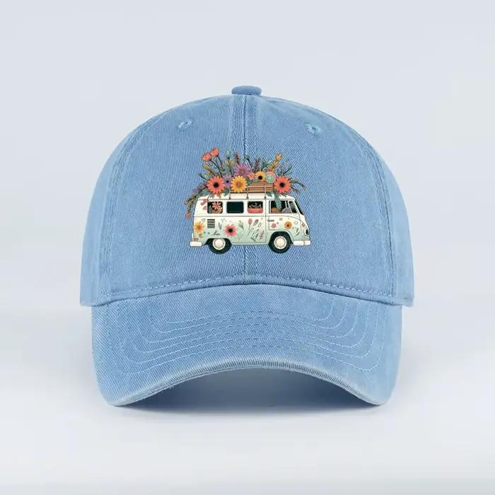 Casquette de baseball vintage à imprimé floral, réglable, unisexe, chapeau de soleil de voyage