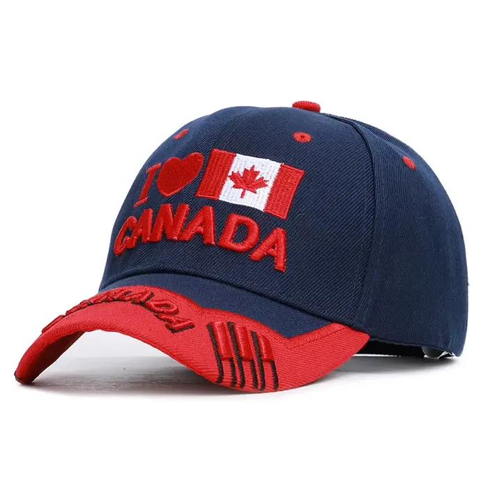 Casquette de baseball brodée drapeau du Canada pour homme, casquette snapback ajustable pour homme e