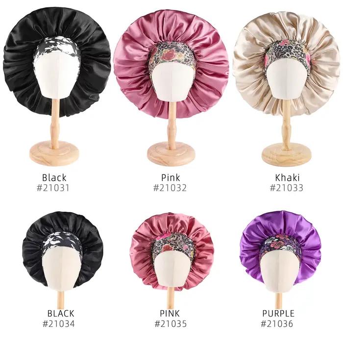 InjSatin-Bonnet de Cheveux Extra Large avec Bande Florale Confortable