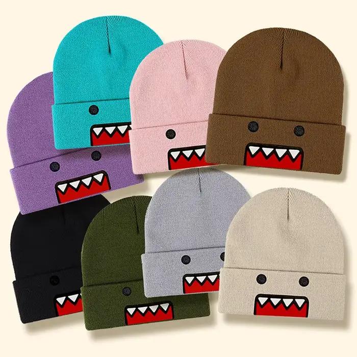 Chapeau tricoté brodé Domo Kun pour femmes et hommes