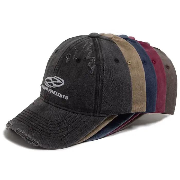Casquette de baseball vintage en coton délavé brodé pour homme et femme