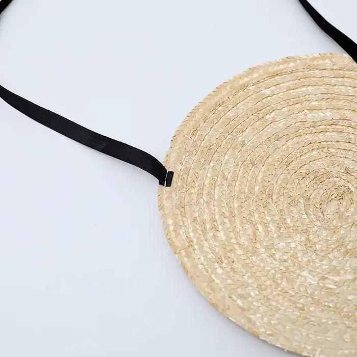 Chapeau de soleil en paille tressée personnalisé avec sangle unique pour femme