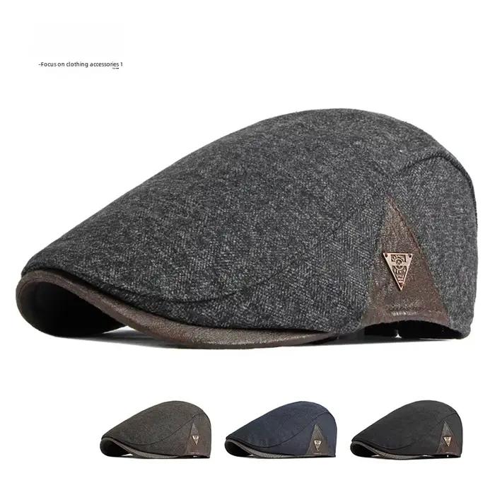 Automne hiver hommes castor chapeau anglais rétro épaissi chaud bec de canard casquette artistique jeunesse avant