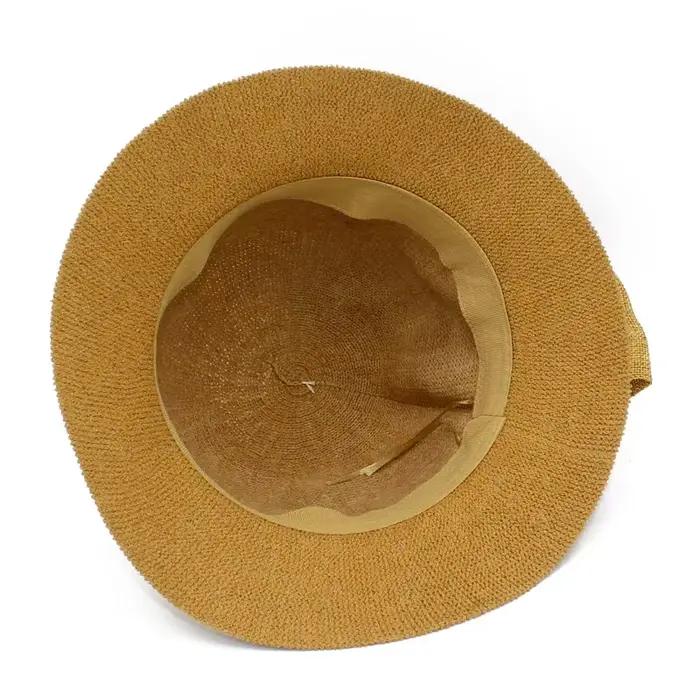 Femmes tricoté nœud seau chapeau décontracté Fishman casquettes printemps été chapeaux dôme laine Panama seaux rond haut bassin casquette