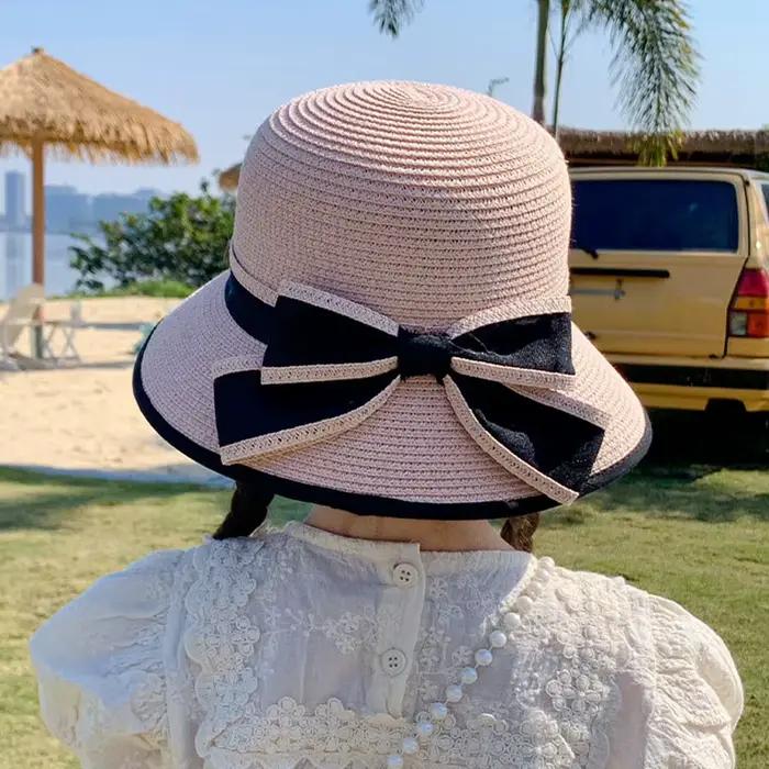 Chapeaux de paille avec nœud en ruban pour enfants