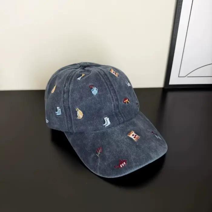 Casquette de baseball en coton lavé brodée de dessins animés personnalisés pour hommes et femmes