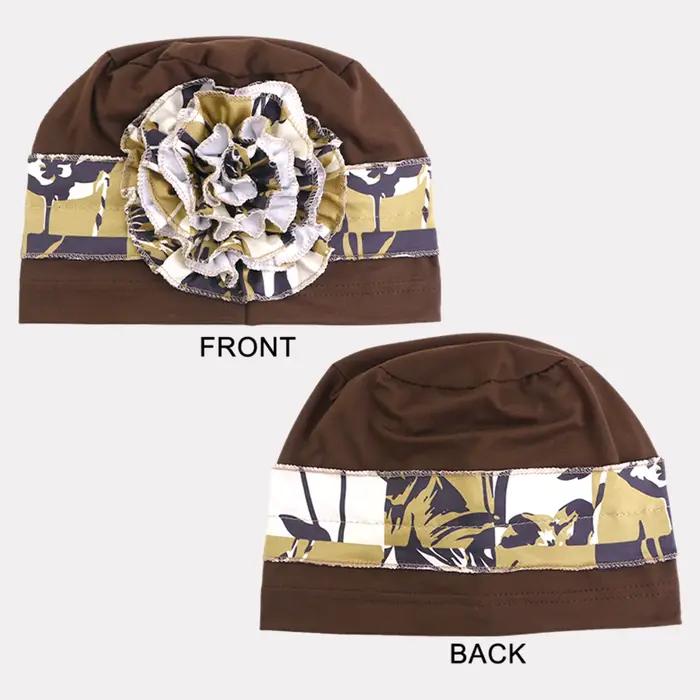 Chapeau Turban Élégant et Respirant à Motifs Floraux pour Femmes Musulmanes