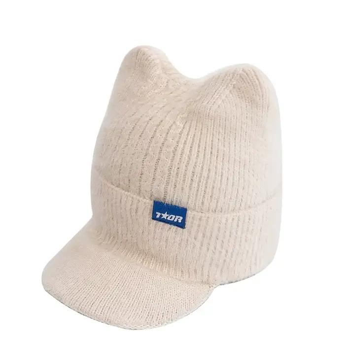 Nouveau femmes bonbons couleurs chapeau d'hiver mode fausse fourrure tricoté