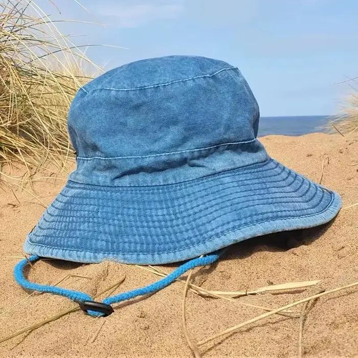 Chapeaux seau de randonnée Cowboy bleu avec ficelle pour hommes et femmes