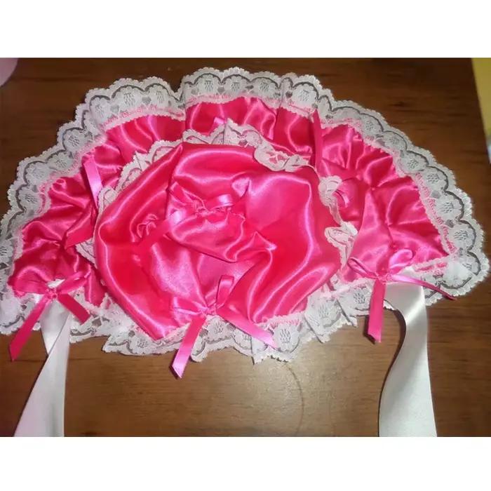 Bonnet en satin rose foncé mignon pour adultes ABDL