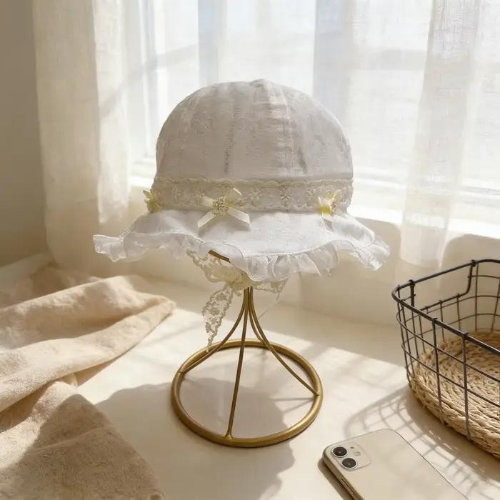 Chapeau de marin à volants en dentelle florale de style princesse française pour filles