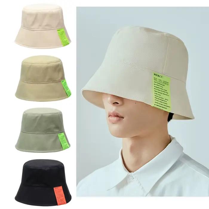 Étiquette seau chapeau pour femmes et hommes Hip Hop lettre couleur unie pêcheur chapeaux Bob décontracté crème solaire