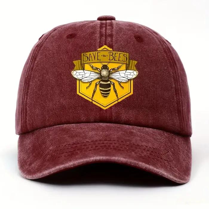 Casquette de baseball imprimée d'abeilles unisexe en polyester pour homme et femme, style décontracté, saison quatre saisons, option réglable