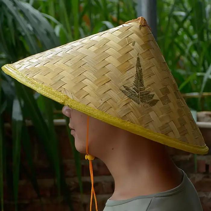 Chapeau rétro chinois en bambou et rotin