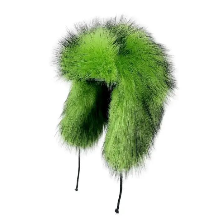 Bonnet rond en fausse fourrure de raton laveur pour femmes