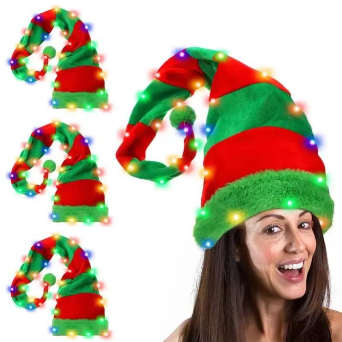 Chapeau d'elfe illuminé ample et doux saphir profond pour adultes occasions festives et musicales