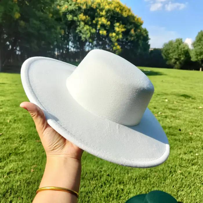 9 couleurs à large bord doux fedora Canotier Chapeau Flat Top