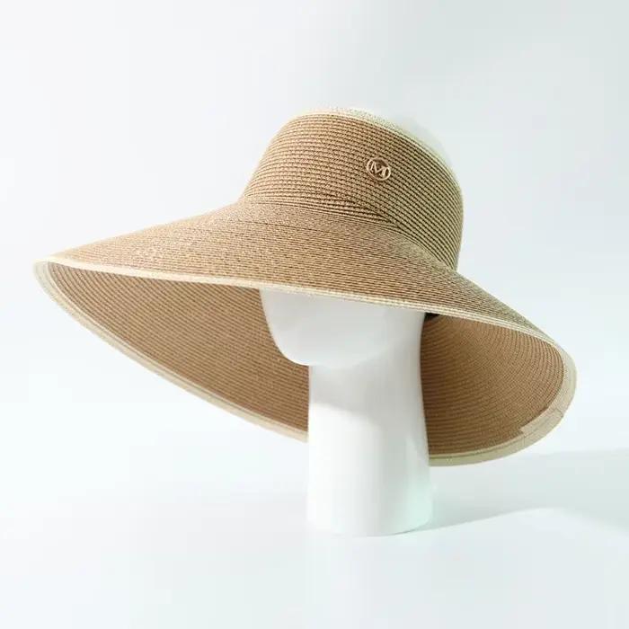 Chapeau de paille à large bord style européen et américain pour femme