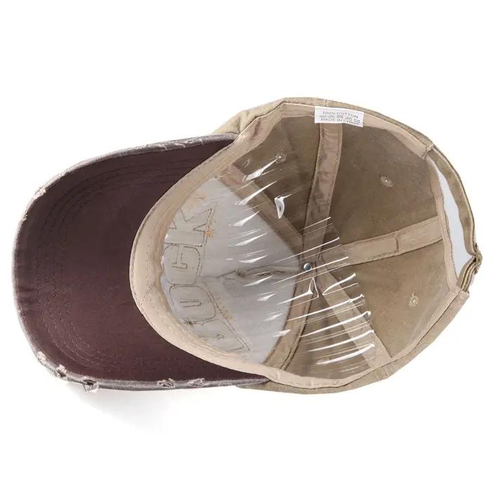 Casquette de baseball unisexe en coton brodée lettre Rock protection solaire extérieure quatre saisons activités sportives homme femme
