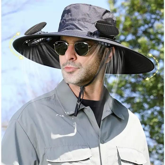 Chapeau de pêcheur avec ventilateur solaire pour l'été