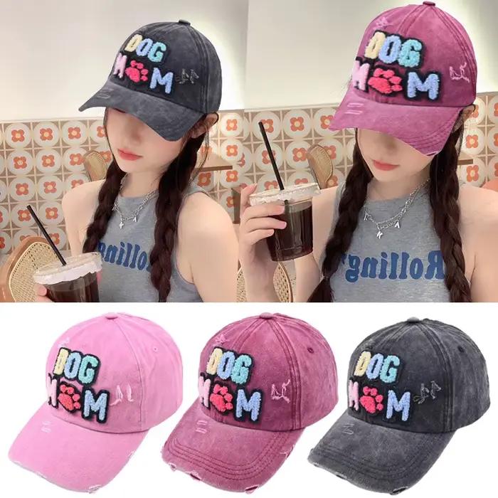 Casquette de Baseball wzcx Brodée Pour Maman de Chien Patch Sport Délavé Casquette Réglable En Coton Polyvalente Pour Femmes Occasions Décontractées