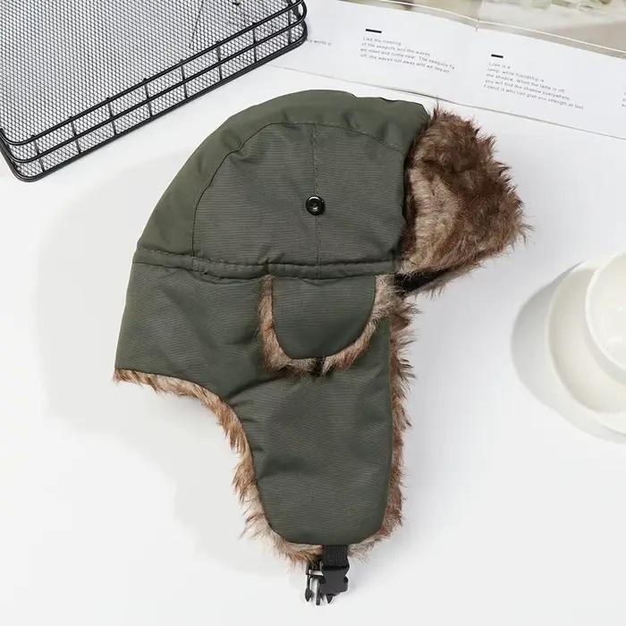 Homme hiver trappeur aviateur trooper oreillette chaud russe imperméable Ski chapeau Bomber casquette
