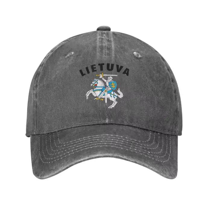 Casquette en denim lituanienne avec armoiries unisexe pour homme et femme pour extérieur tout au long de l'année polyvalente et confortable
