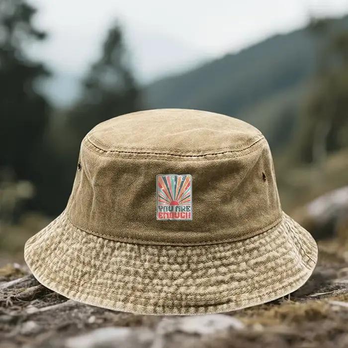 1 chapeau, chapeau bob imprimé « You Are Enough », chapeau de papa tendance, chapeau de couleur unie, chapeau de randonnée, parfait pour les activités de plein air
