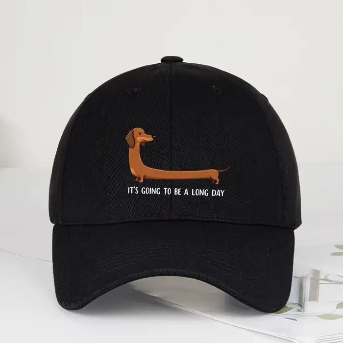 Casquette de baseball imprimée Fun Dachshund « Long Day » – Réglable