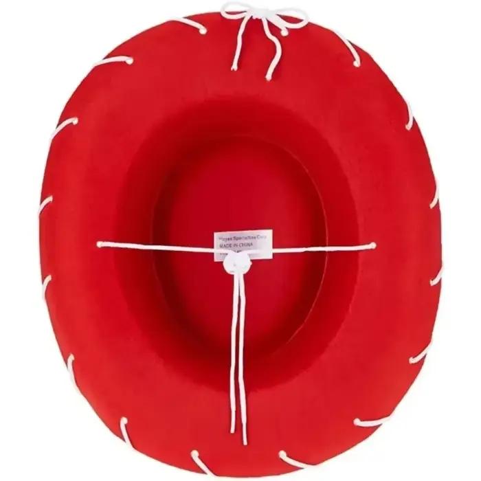 Chapeau de cowboy en feutre marron-rouge réglable
