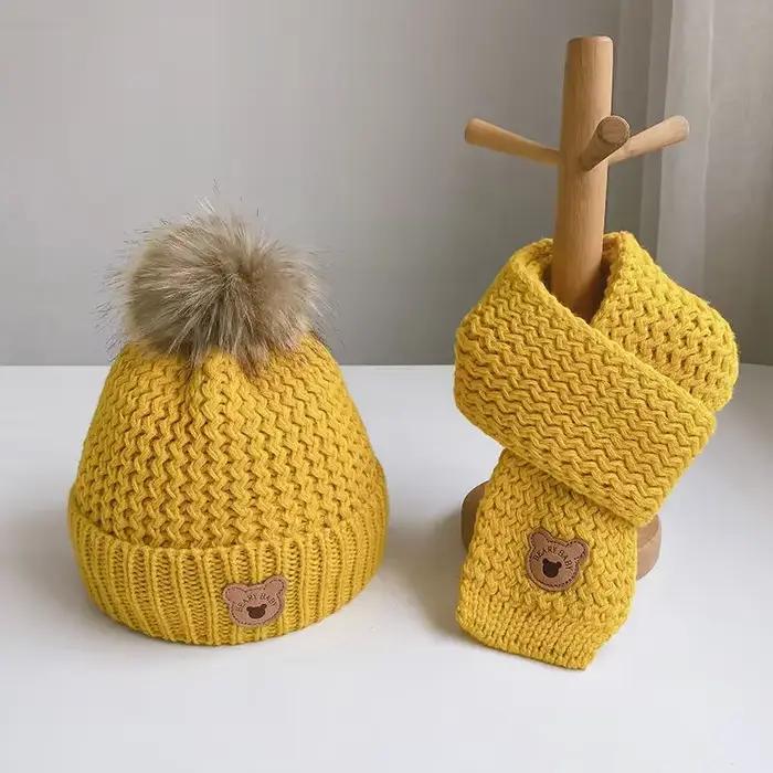 Ensemble bonnet et écharpe ours mignon pour bébé