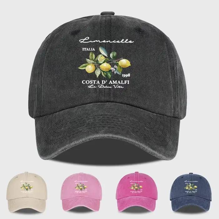 Casquette de baseball unisexe réglable imprimée citron « Limoncello Costa D'Amalfi »