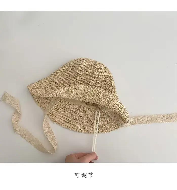Chapeau de paille de style coréen pour petites filles de 1 à 6 ans