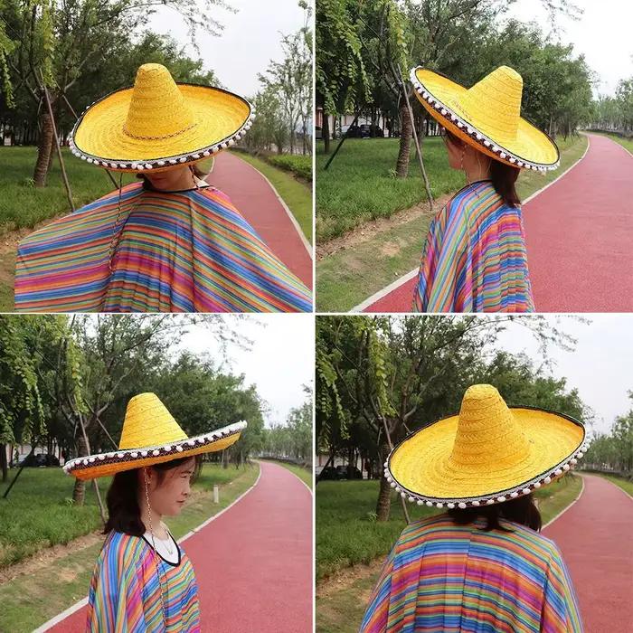 Chapeaux de paille de style mexicain à large bord pour hommes et femmes