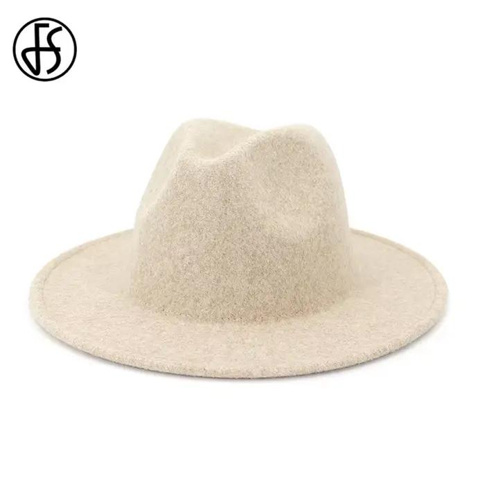FS – chapeau de Jazz en laine Beige et blanc pour femmes et hommes