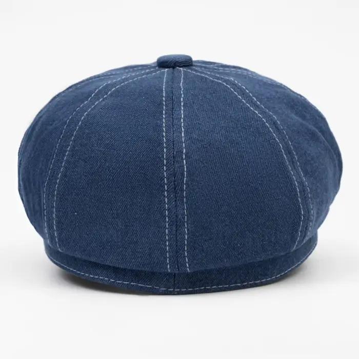 Casquette octogonale en denim de coton pour hommes et femmes